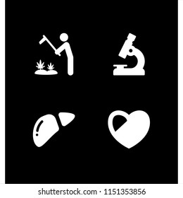 medicine icon. 4 medicine set with microscope, marijuana plantation, biology and surgery vector icons for web and mobile app