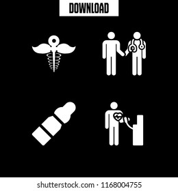 medicine icon. 4 medicine vector set. pharmacy icon, doctor, blood pressure gauge and health care icons for web and design about medicine theme