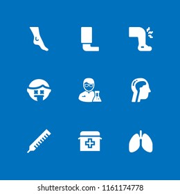 medicine icon. 9 medicine set with doctor, science, asthma and pain vector icons for web and mobile app