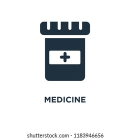 Medicine icon. Black filled vector illustration. Medicine symbol on white background. Can be used in web and mobile.
