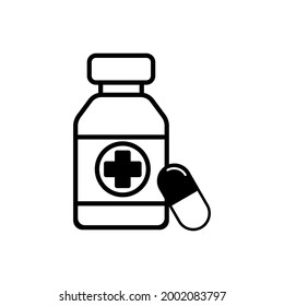 medicine icon. capsule and medicine bottle. vector