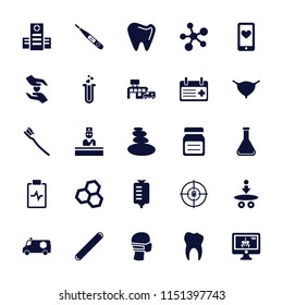 Medicine icon. collection of 25 medicine filled icons such as chemical structure, hospital, drop counter, bladder, tooth brush. editable medicine icons for web and mobile.