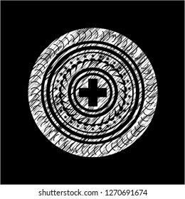 medicine icon drawn on a blackboard