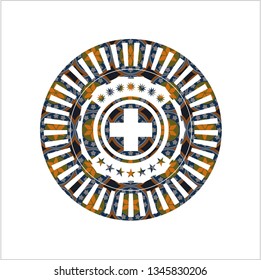 medicine icon inside arabesque emblem. arabic decoration.