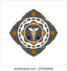 medicine icon inside arabesque style badge. arabic decoration.