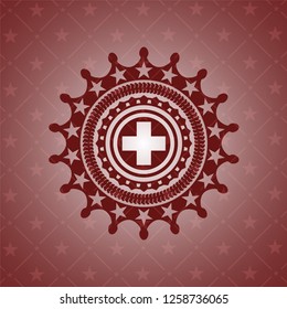 medicine icon inside badge with red background