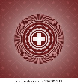medicine icon inside badge with red background