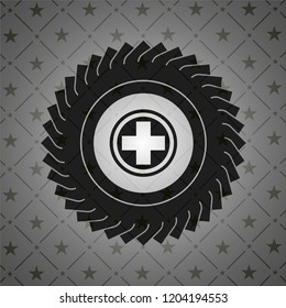 medicine icon inside black emblem