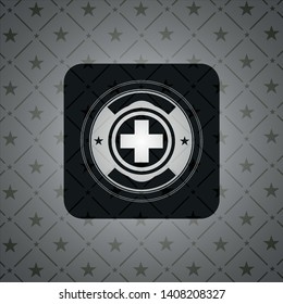 medicine icon inside black emblem