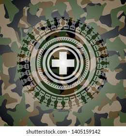 medicine icon inside camo texture