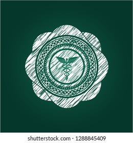 medicine icon inside chalk emblem