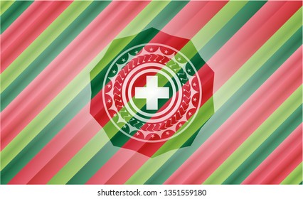 medicine icon inside christmas emblem background.