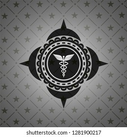 medicine icon inside dark badge or emblem