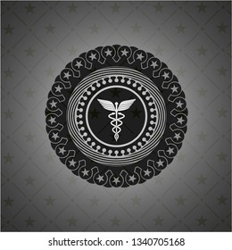 medicine icon inside dark emblem