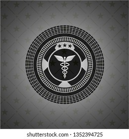 medicine icon inside dark emblem
