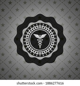 medicine icon inside dark emblem. 