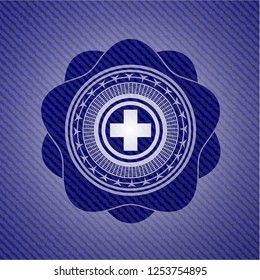 medicine icon inside denim background