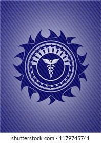 medicine icon inside emblem with jean high quality background