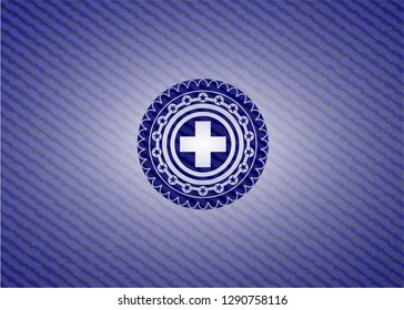 medicine icon inside emblem with jean high quality background