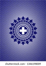 medicine icon inside emblem with jean high quality background