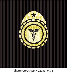 medicine icon inside gold shiny badge