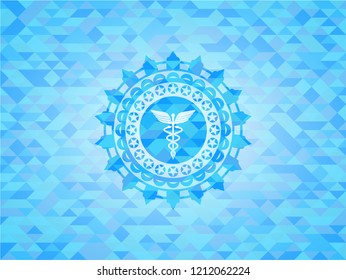 medicine icon inside light blue mosaic emblem