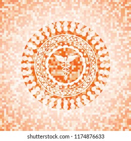 medicine icon inside orange mosaic emblem