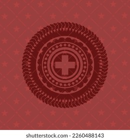 medicine icon inside red icon or emblem. 
