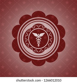 medicine icon inside retro red emblem