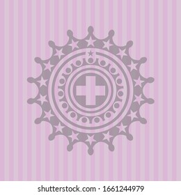 medicine icon inside retro style pink emblem