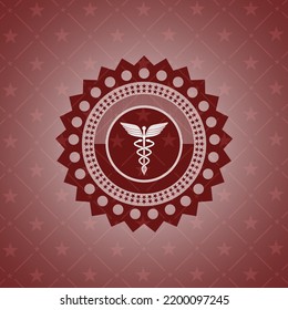 medicine icon inside retro style red emblem. 