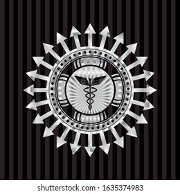 medicine icon inside silver shiny badge