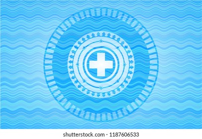medicine icon inside water wavec oncept emblem.