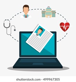 medicine icon and laptop computer