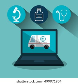 medicine icon and laptop computer