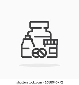 Medicine icon in line style. For your design, logo. Vector illustration. Editable Stroke.