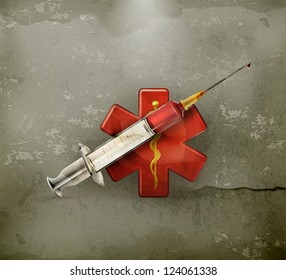 Medicine icon, old-style vector