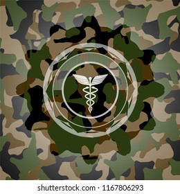 medicine icon on camo pattern