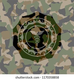 medicine icon on camo pattern