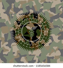 medicine icon on camo texture