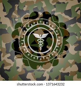 medicine icon on camouflage pattern