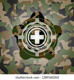 medicine icon on camouflage pattern