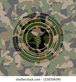 medicine icon on camouflage texture