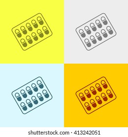 Medicine Icon on Four Different Backgrounds. Eps-10.