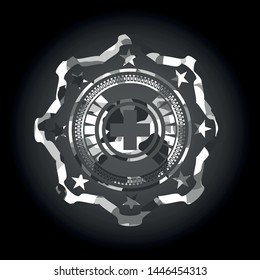 medicine icon on grey camouflage pattern