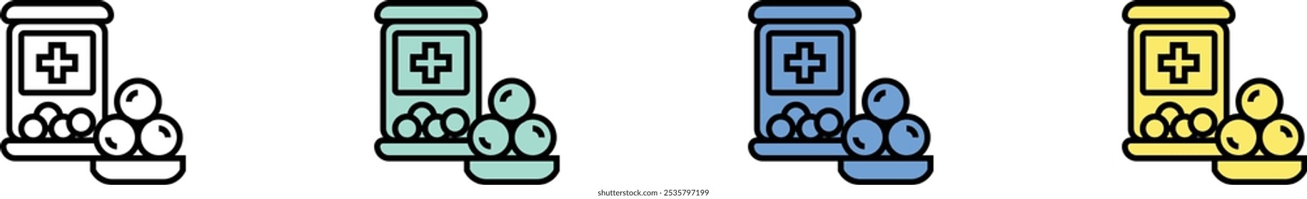 medicine icon. Outline, Green, Blue and Yellow Style Design Isolated On White Background