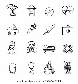 Medicine icon outline set vector illustration design elements
