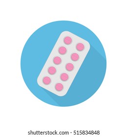 Medicine icon. Pills packaging icon in flat design. 