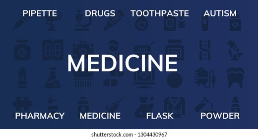 medicine icon set. 32 filled medicine icons. on blue background style Collection Of - Pipette, Drugs, Toothpaste, Autism, Pharmacy, Medicine, Flask, Powder, Microscope, Medical kit