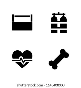 medicine icon set. bone, cardiogram and oxygen tank vector icon for graphic design and web